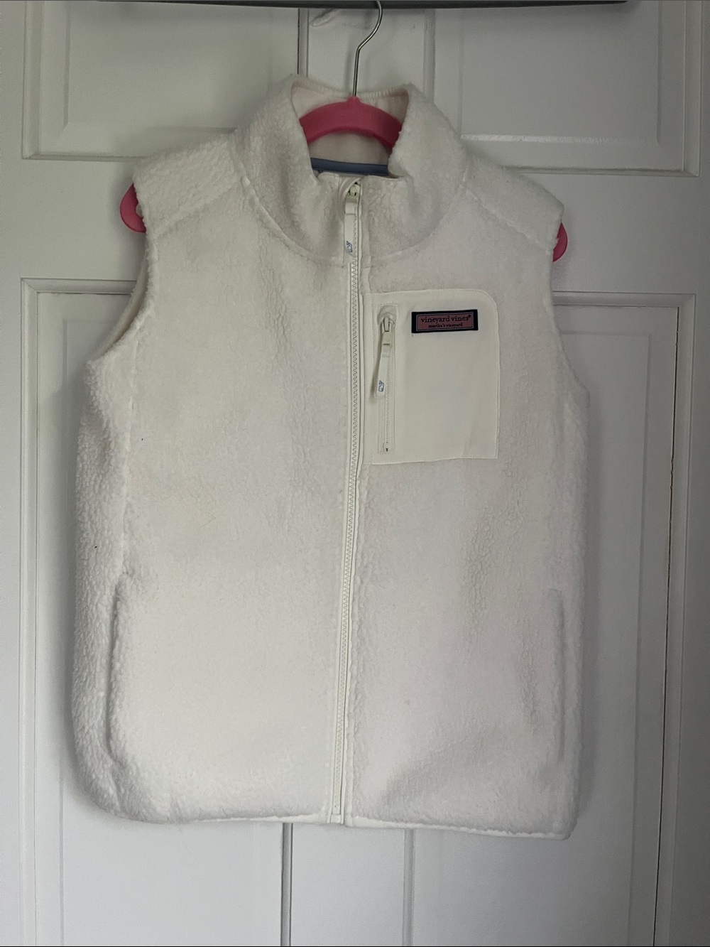 Vineyard Vines Cream Sherpa Zip Vest